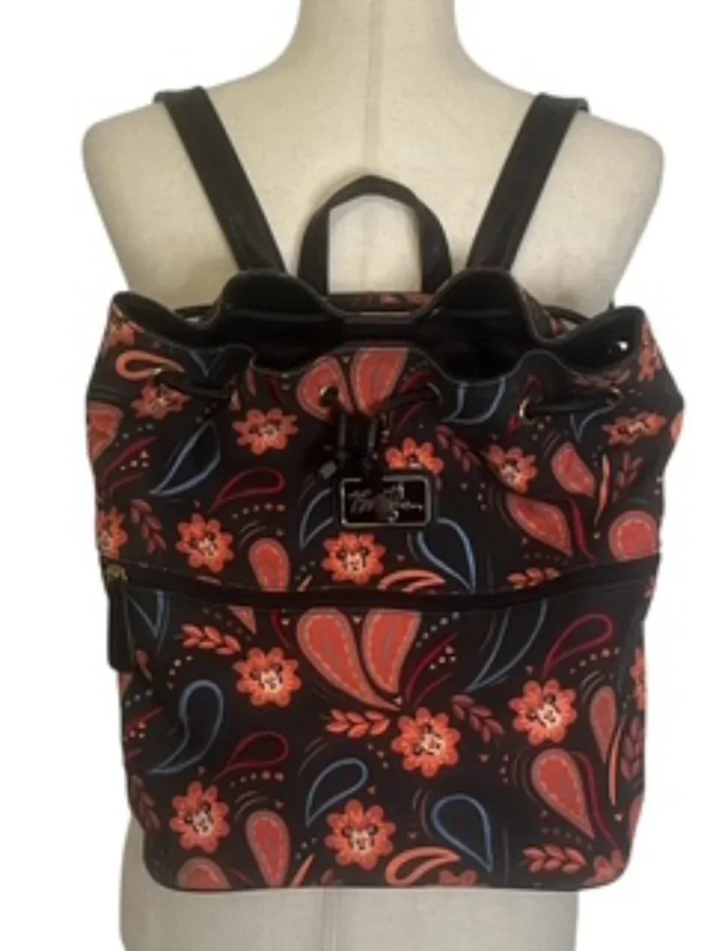 Disney Boutique Minnie Mouse Backpack Canvas Embroidered Orange & Black‎